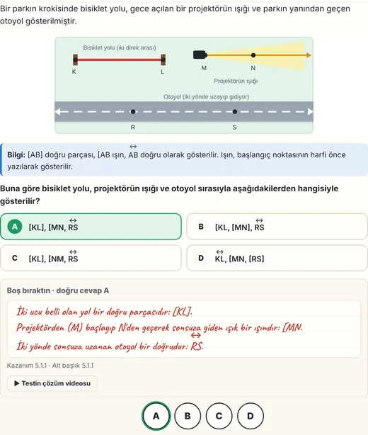Test sonunda el yazısı çözüm